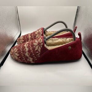 Abeo Violette women’s Red Patterned faux fur lined Slippers size 8